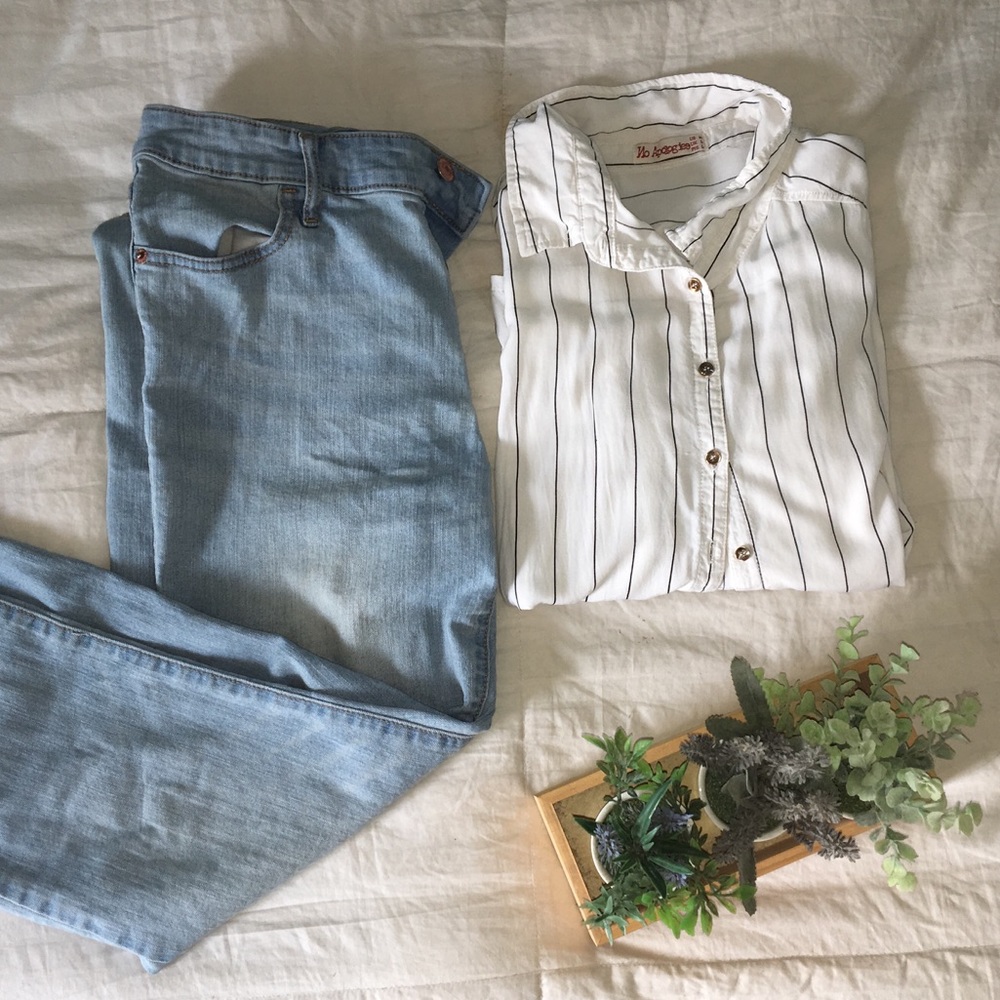 striped button up